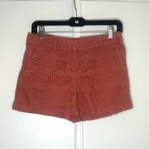 Loft Terracotta Lace Crochet Cotton Shorts - S